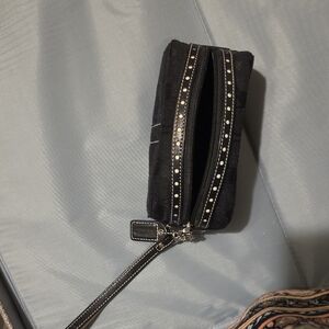 Vintage Authentic COACH wristlet, makeup bag Black with Studded Detail